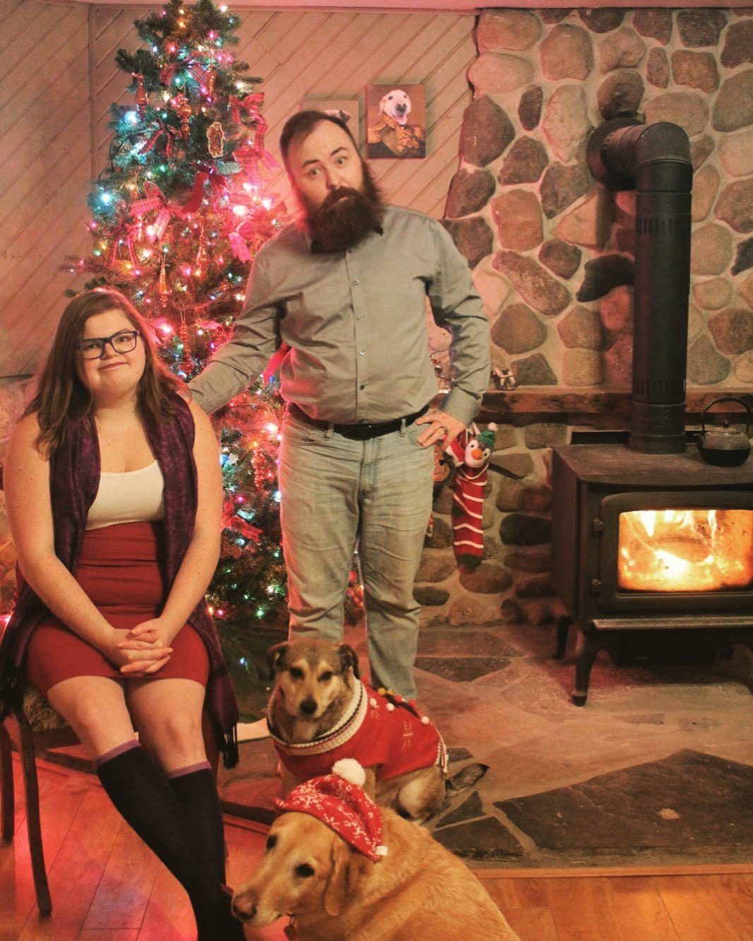 You can appreciate how hard it is to take a family photo with two dogs and a camera on a timer